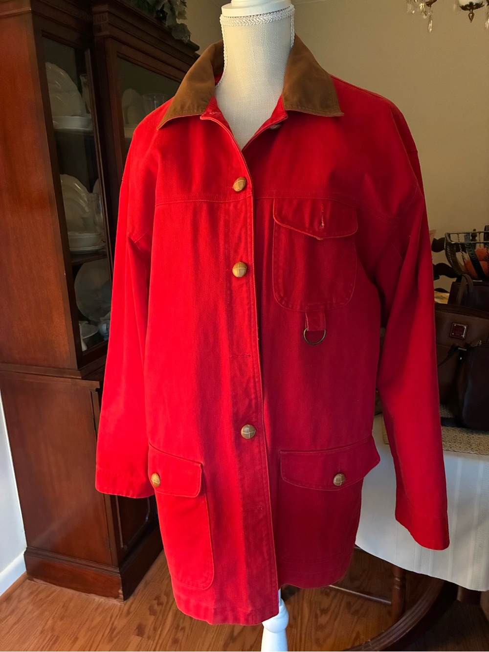 Vintage 1980s Russ Sport Women’s Red Removable vest inner Barn Coat